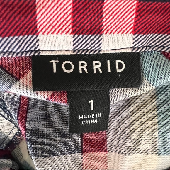 Torrid Women's 1 or 1X Collared Sleeveless Poplin Plaid Skater Dress Pockets EUC - Picture 6 of 8